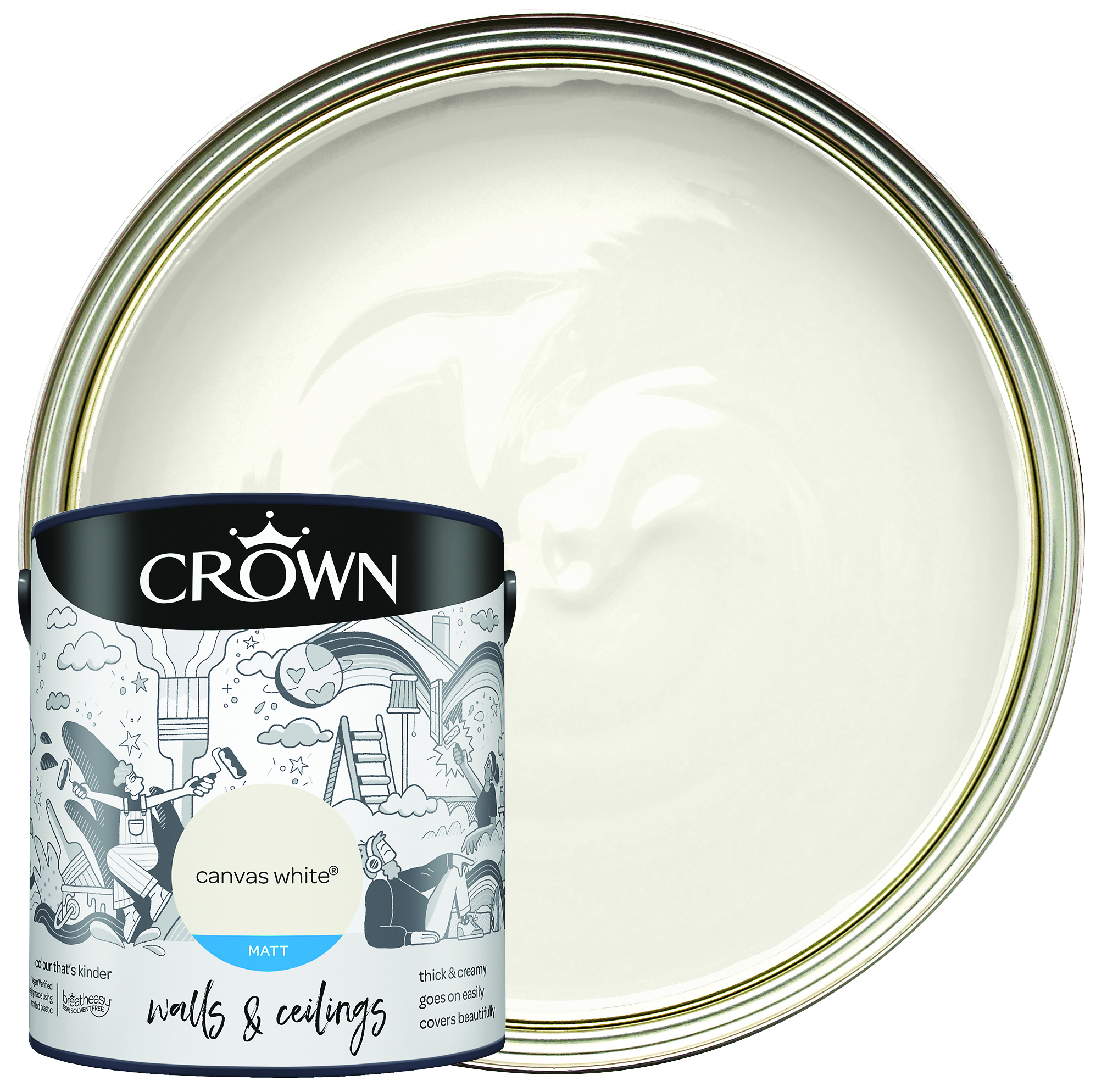 Crown Matt Emulsion Paint - Canvas White - 2.5L