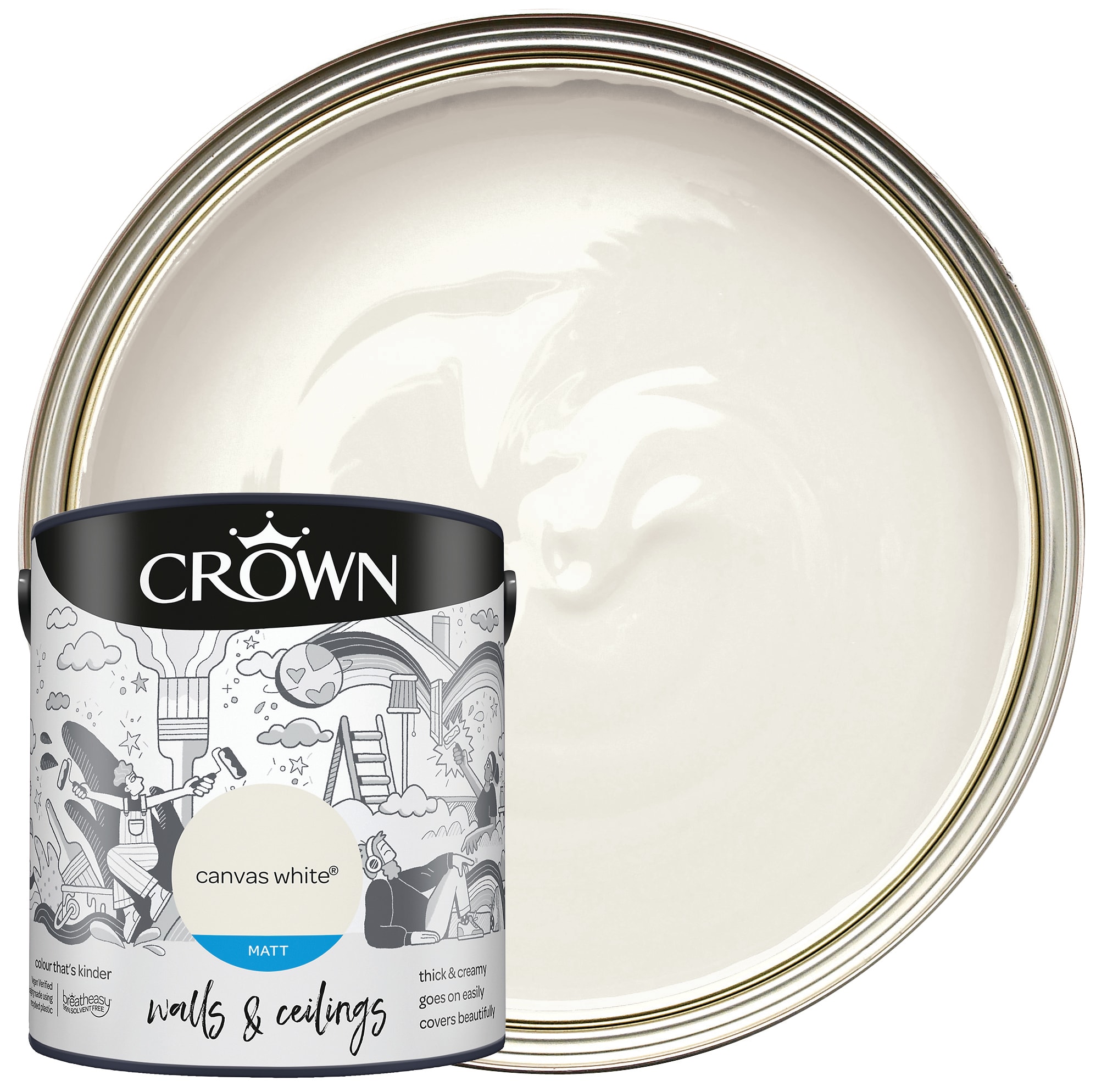 Crown Matt Emulsion Paint - Canvas White -