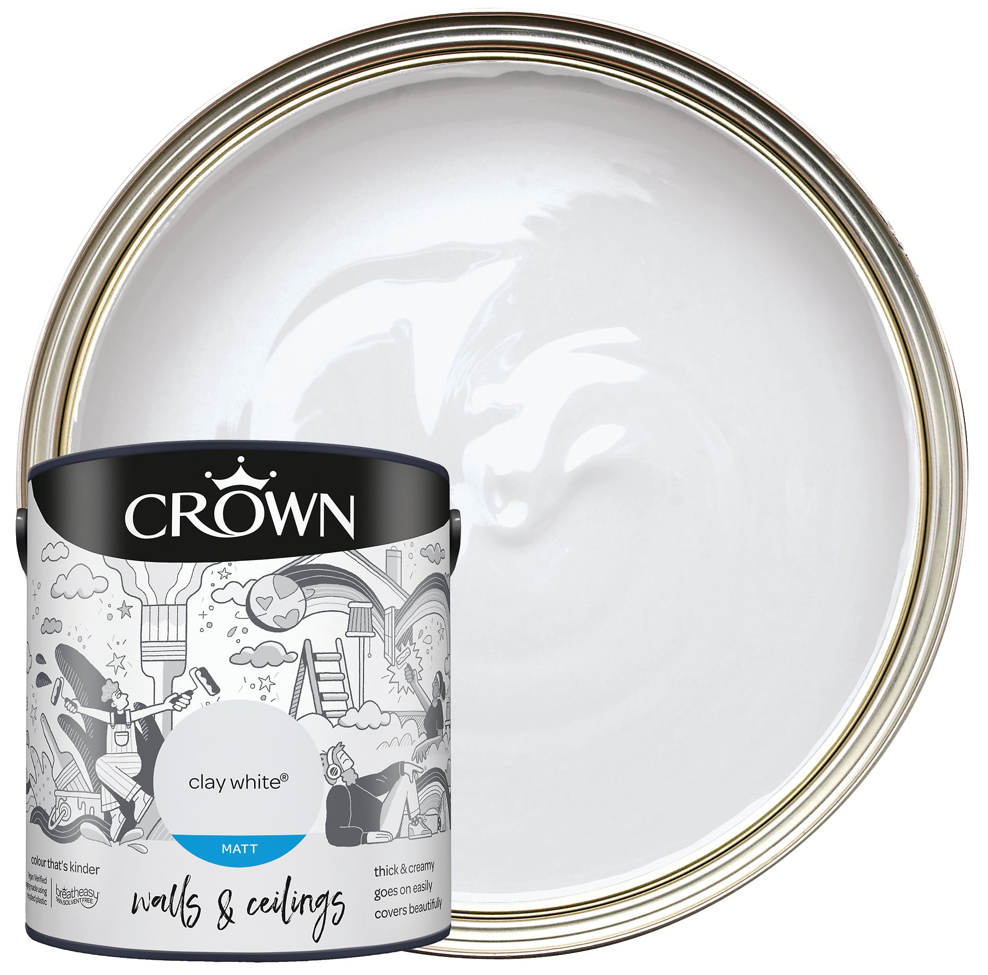 Crown Matt Emulsion Paint - Clay White -