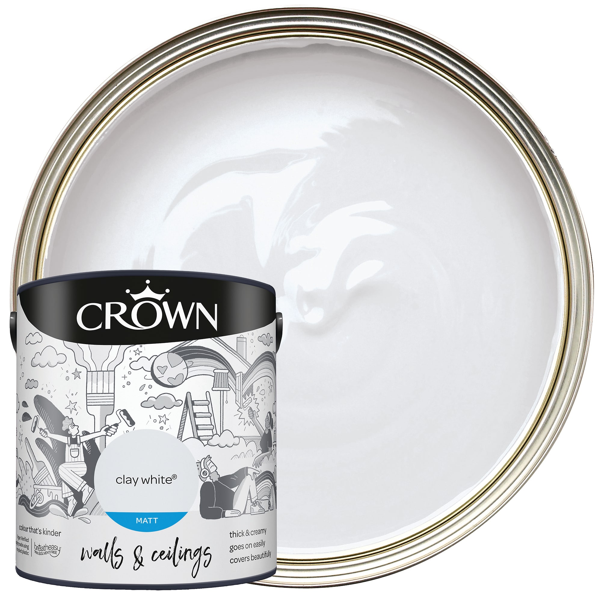 Crown Matt Emulsion Paint Clay White 2.5L Wickes.co.uk