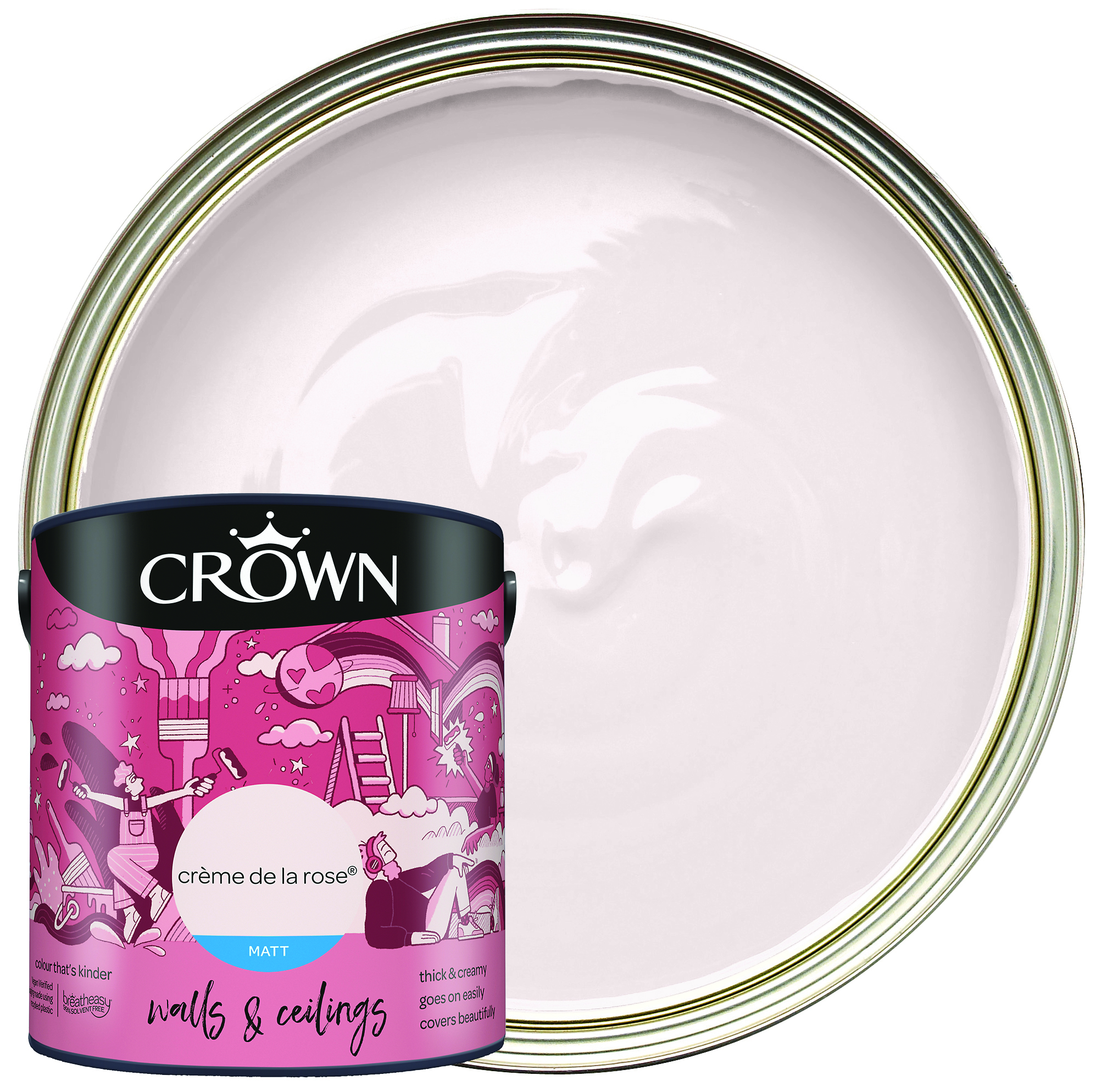 Crown Matt Emulsion Paint - Creme De La Rose - 2.5L