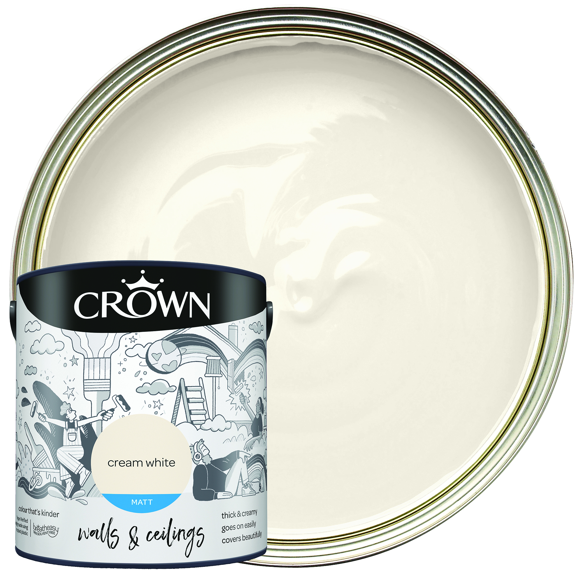 Crown Matt Emulsion Paint - Cream White - 2.5L