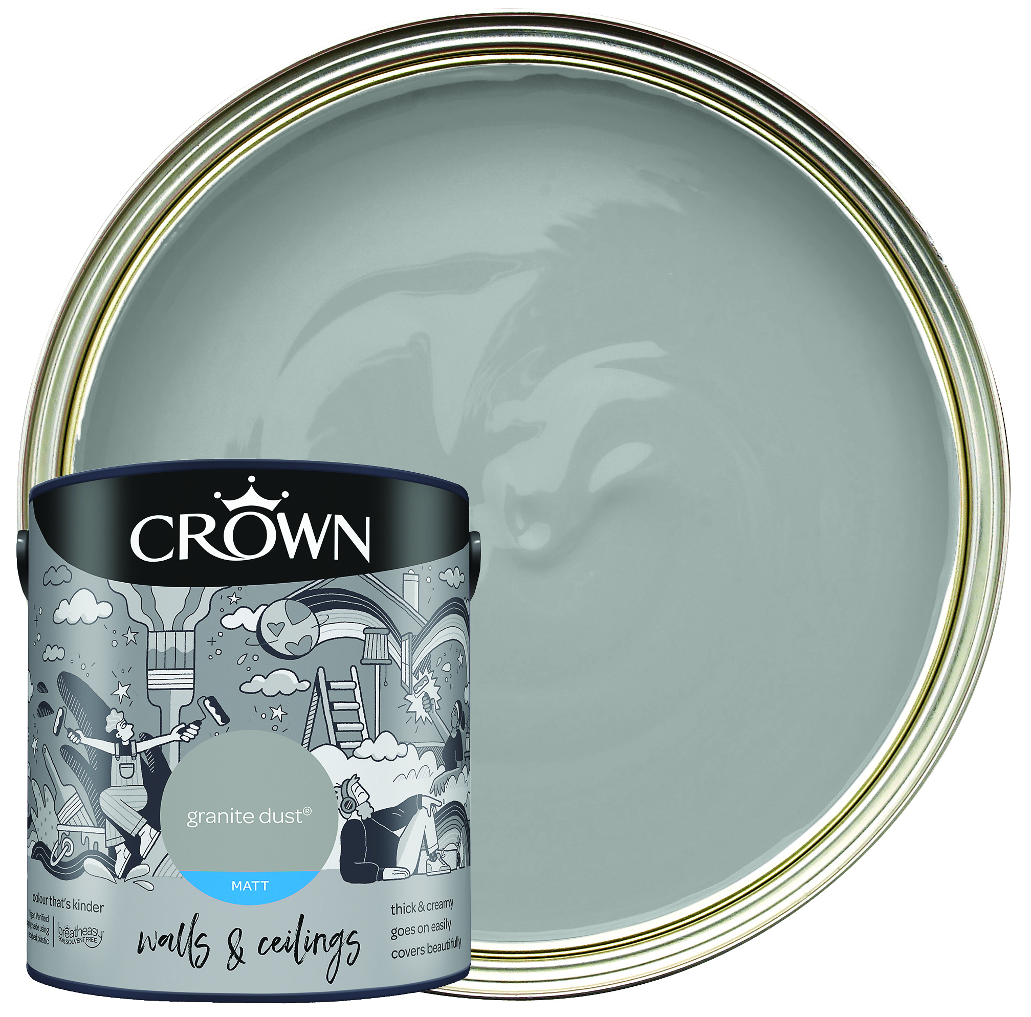Image of Crown Matt Emulsion Paint - Granite Dust - 2.5L