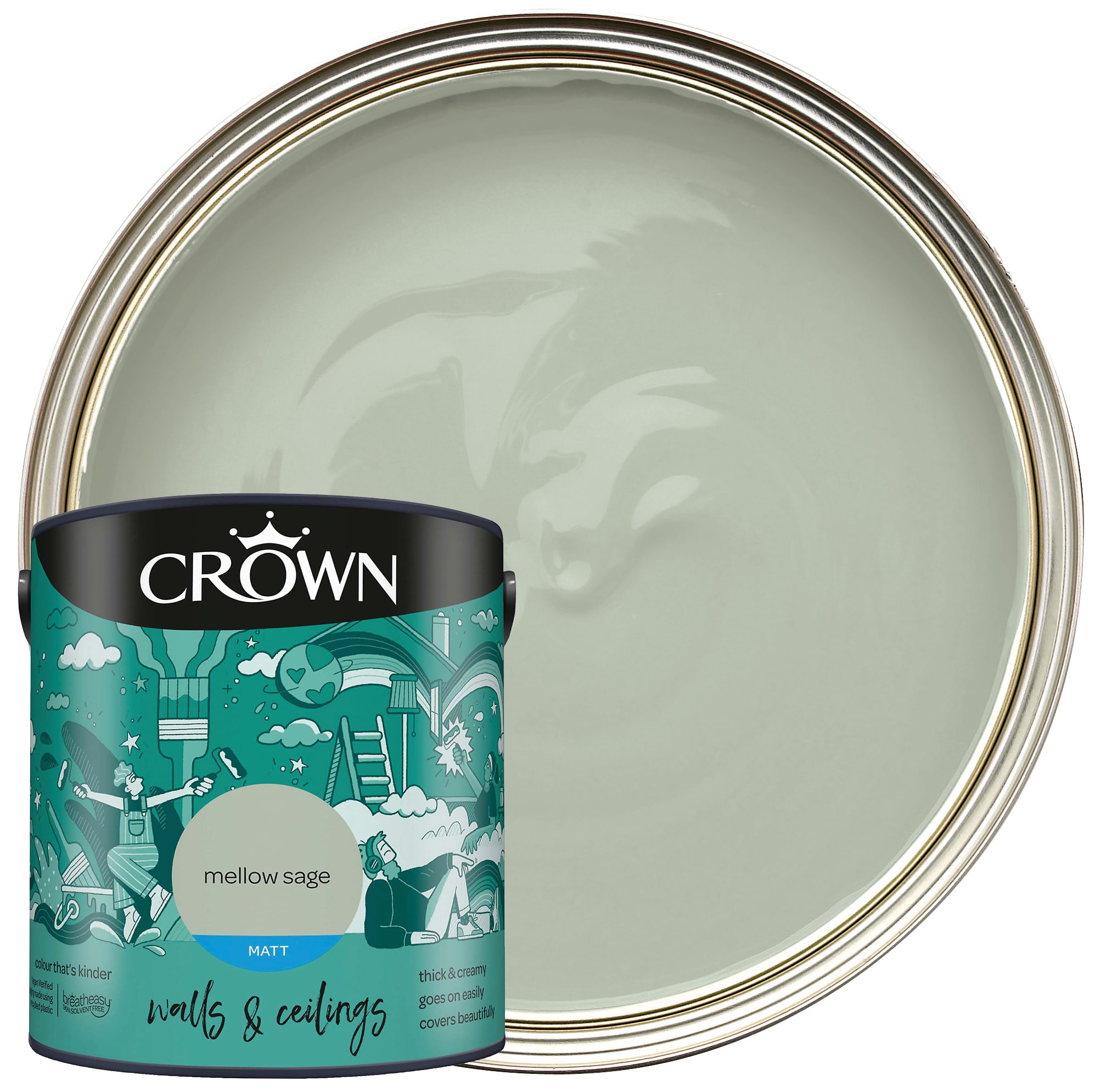 Crown Matt Emulsion Paint - Mellow Sage -