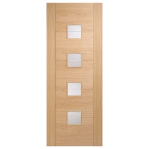 LPD Internal Vancouver Clear Glazed Small Pre-Finished Oak Door - 1981mm