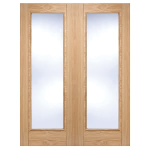 LPD Internal Vancouver Pair Clear Glazed Pre-Finished Oak Door - 1981mm