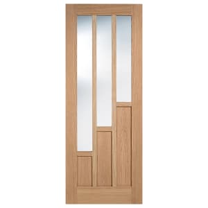 LPD Internal Coventry Clear Glazed Unfinished Oak Door - 2032mm