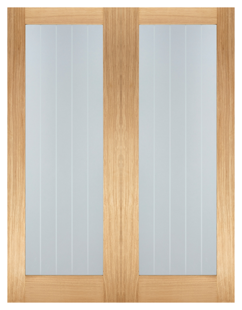 LPD Internal Mexicano Pair Unfinished Oak Solid Core Door - 1219 x 1981mm