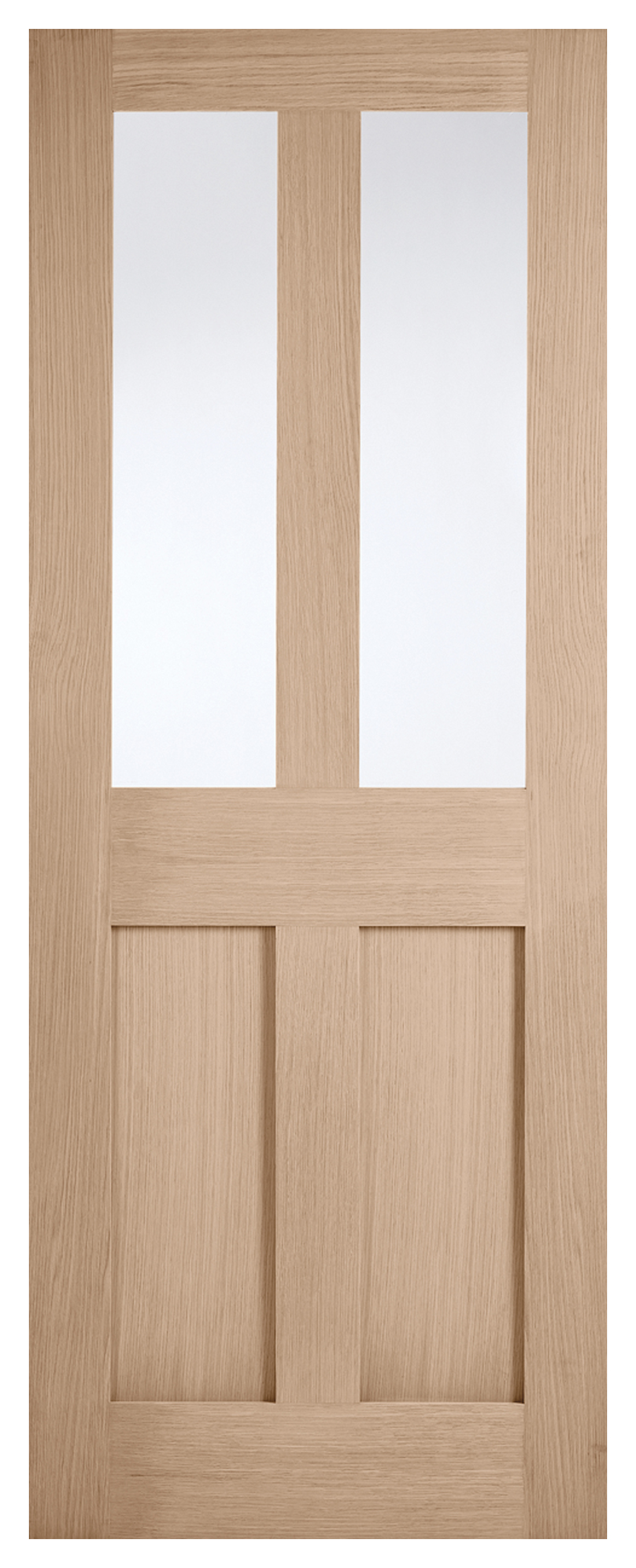 LPD Internal London 2 Lite Unfinished Oak Solid Core Door - 762 x 1981mm