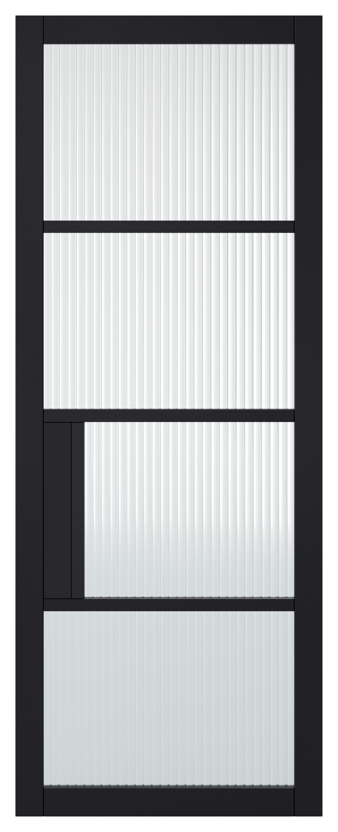 Image of LPD Internal Chelsea 4 Lite Reeded Primed Plus Black Solid Core Door - 686 x 1981mm