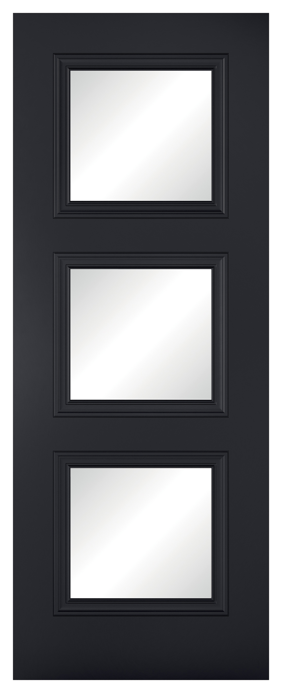 Image of LPD Internal Antwerp 3 Lite Primed Black Solid Core Door - 686 x 1981mm