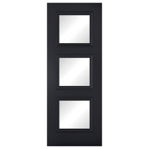 LPD Internal Antwerp Clear Glazed Primed Black Door - 1981mm