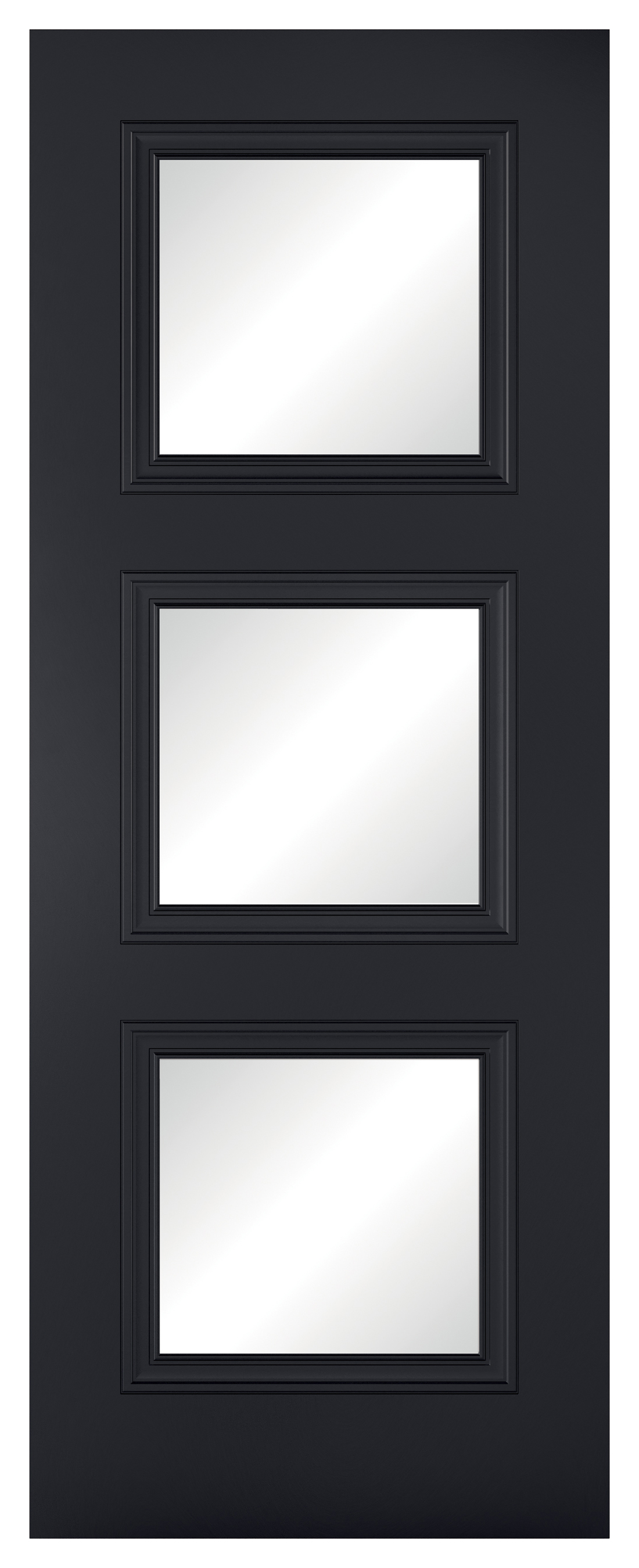 Image of LPD Internal Antwerp 3 Lite Primed Black Solid Core Door - 838 x 1981mm