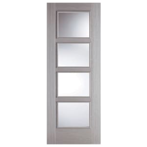 LPD Internal Vancouver Clear Glazed Pre-Finished Light Grey Door - 1981mm