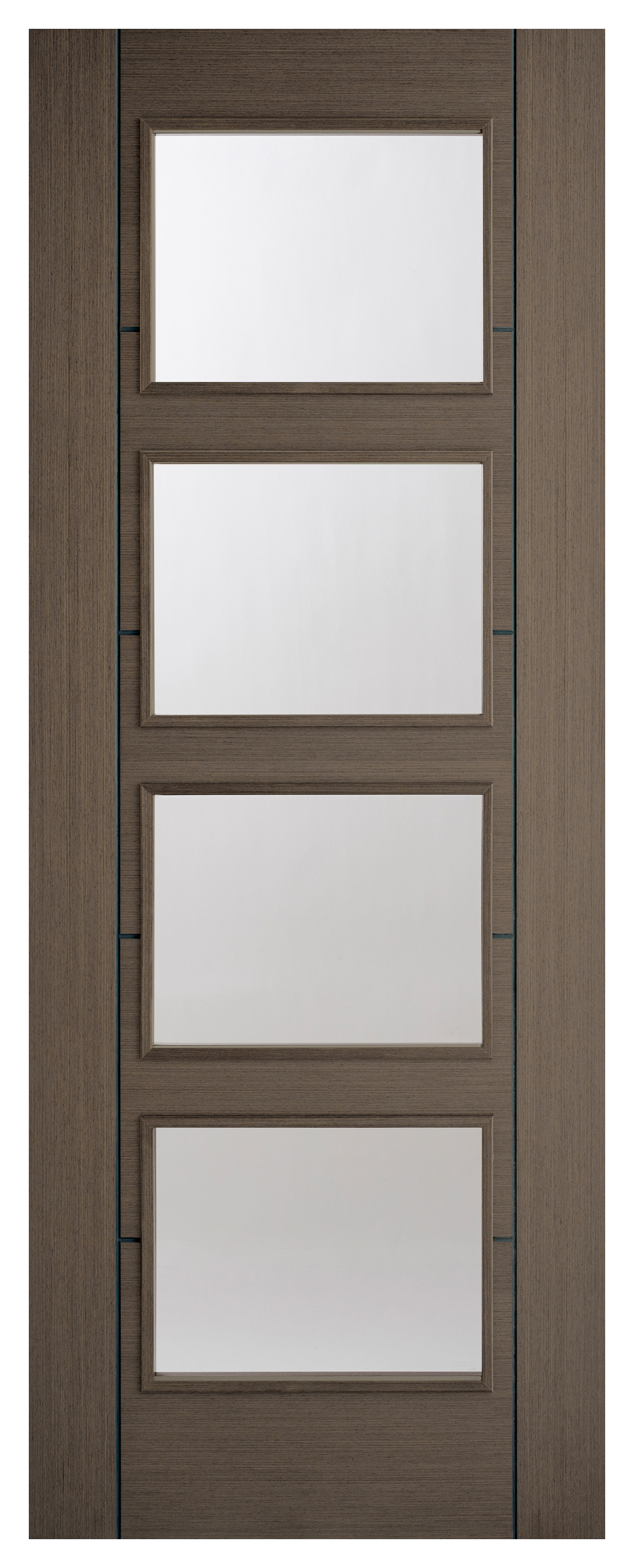 Image of LPD Internal Vancouver 4 Lite Pre-Finished Chocolate Grey Solid Core Door - 762 x 1981mm