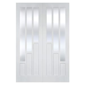 LPD Internal Coventry Pair Clear Glazed Primed White Door - 1981mm