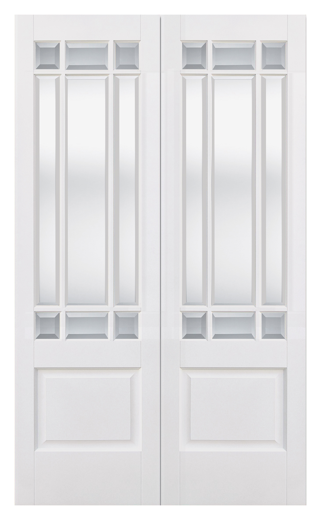 Image of LPD Internal Downham Pair 9 Lite Glazed Primed White Solid Core Door - 1067 x 1981mm