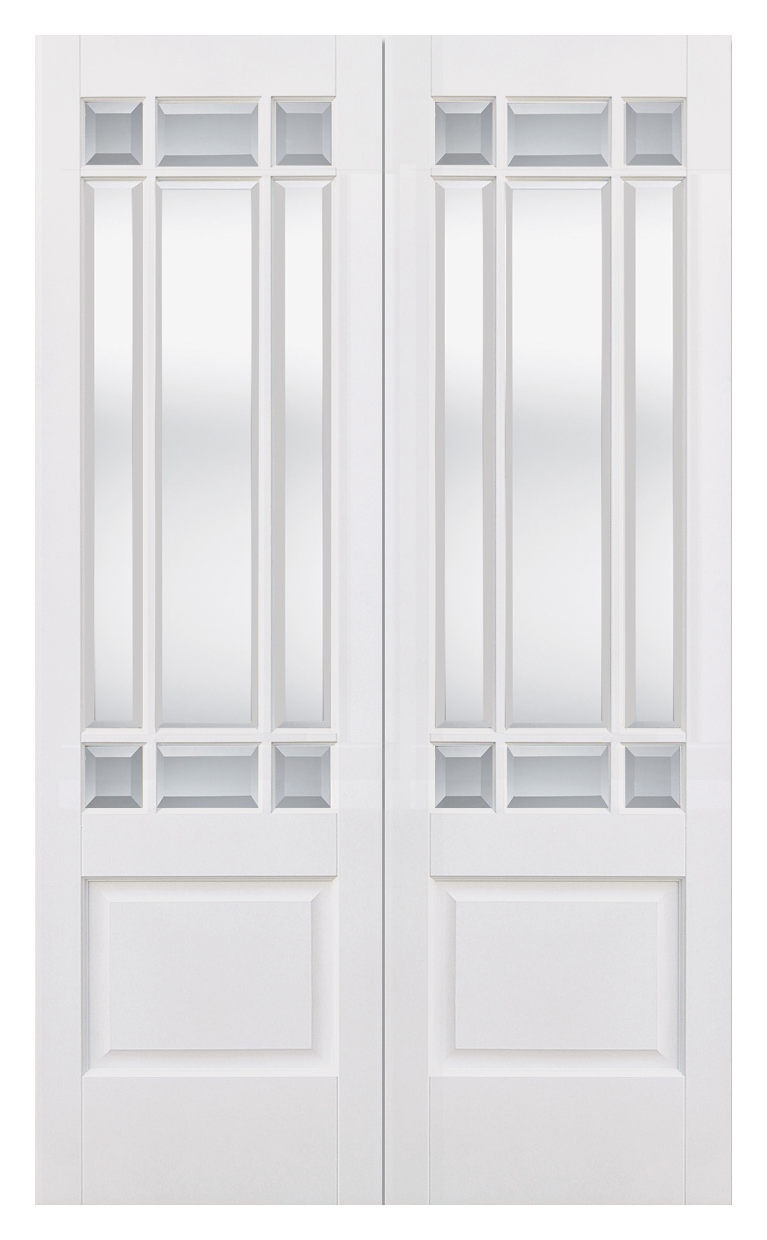 Image of LPD Internal Downham Pair 9 Lite Glazed Primed White Solid Core Door - 1219 x 1981mm