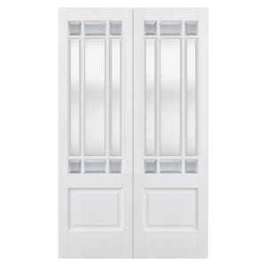 Image of LPD Internal Downham Pair 9 Lite Glazed Primed White Solid Core Door - 1168 x 1981mm