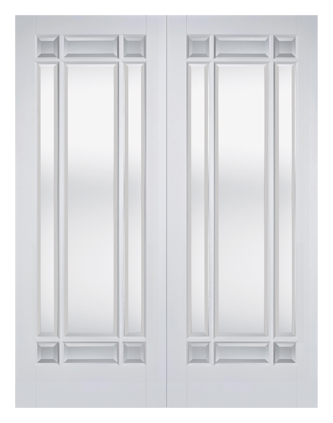 LPD Internal Manhattan Clear Glazed Pair Primed White Door - 1981mm