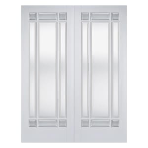 LPD Internal Manhattan Clear Glazed Pair Primed White Door - 1981mm