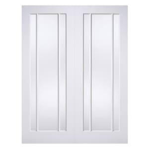 LPD Internal Lincoln Pair Clear Glazed Primed White Door - 1981mm