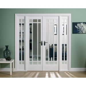 Image of LPD Internal Manhattan Room Divider W6 Primed White Solid Core Door - 1904 x 2031mm