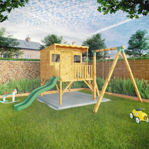 Mercia 14 x 10ft Pent Style Timber Playhouse with Tower & Activity Set