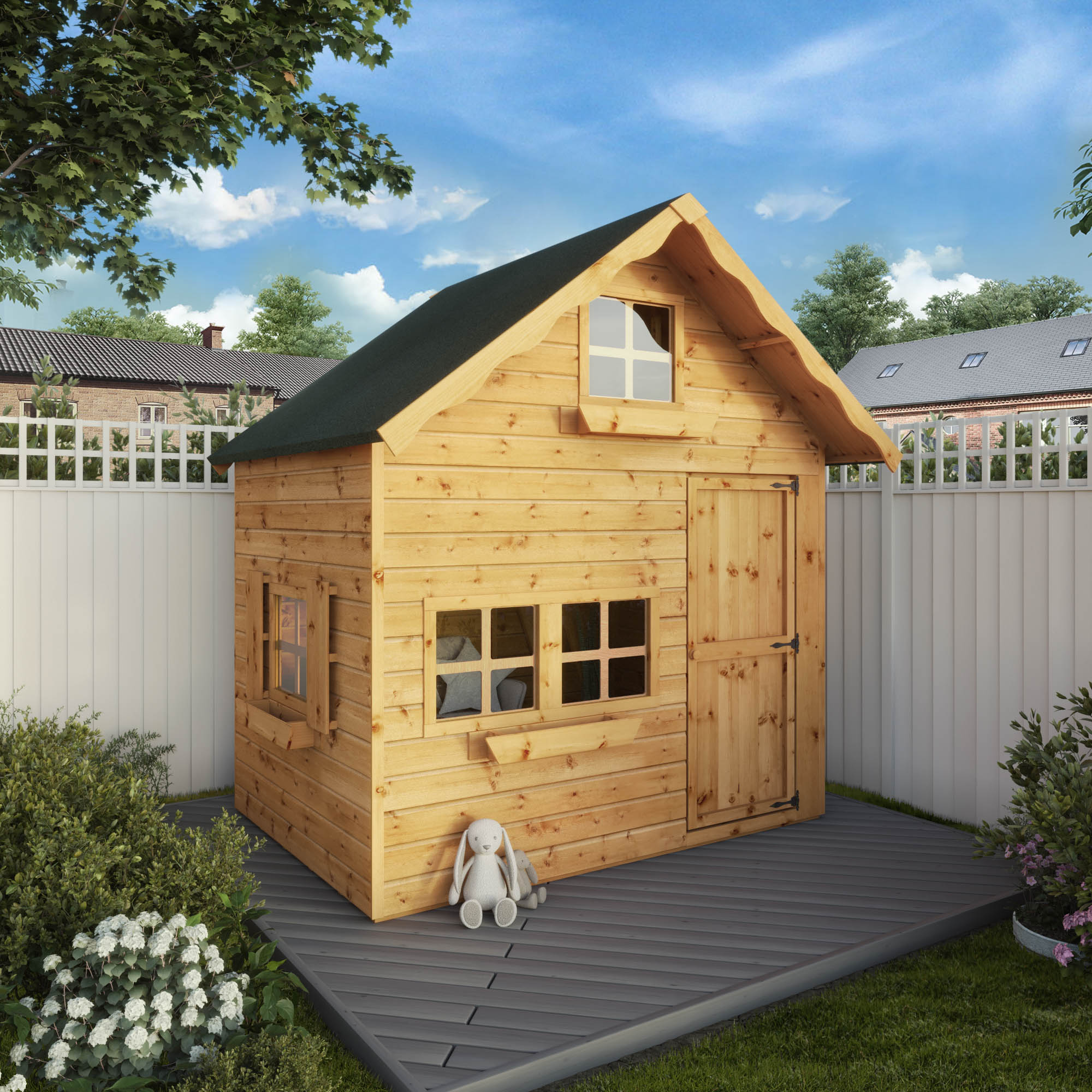 Image of Mercia 7 x 5ft Double Storey Swiss Cottage Timber Playhouse