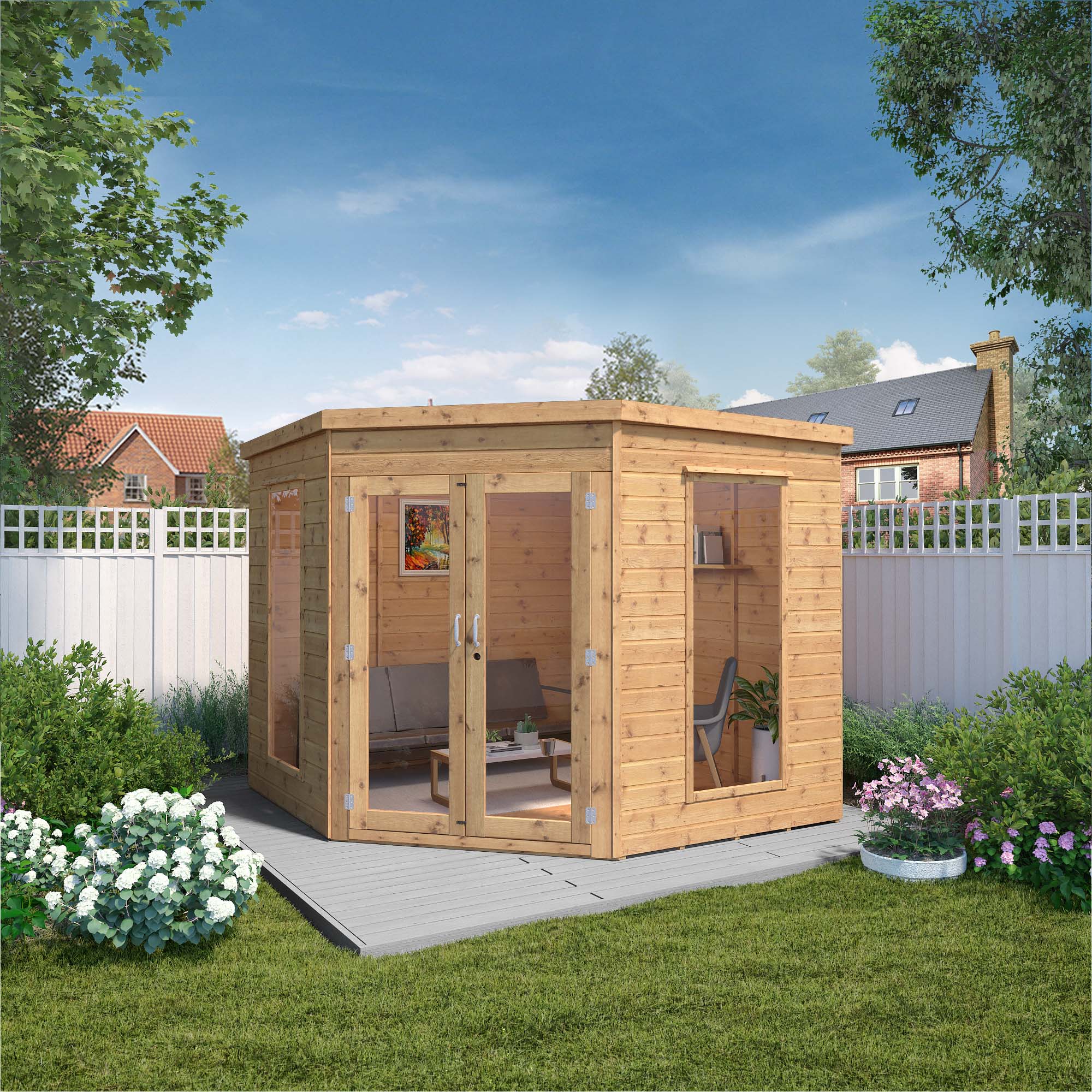 Image of Mercia 8 x 8ft Premium Corner Timber Summerhouse