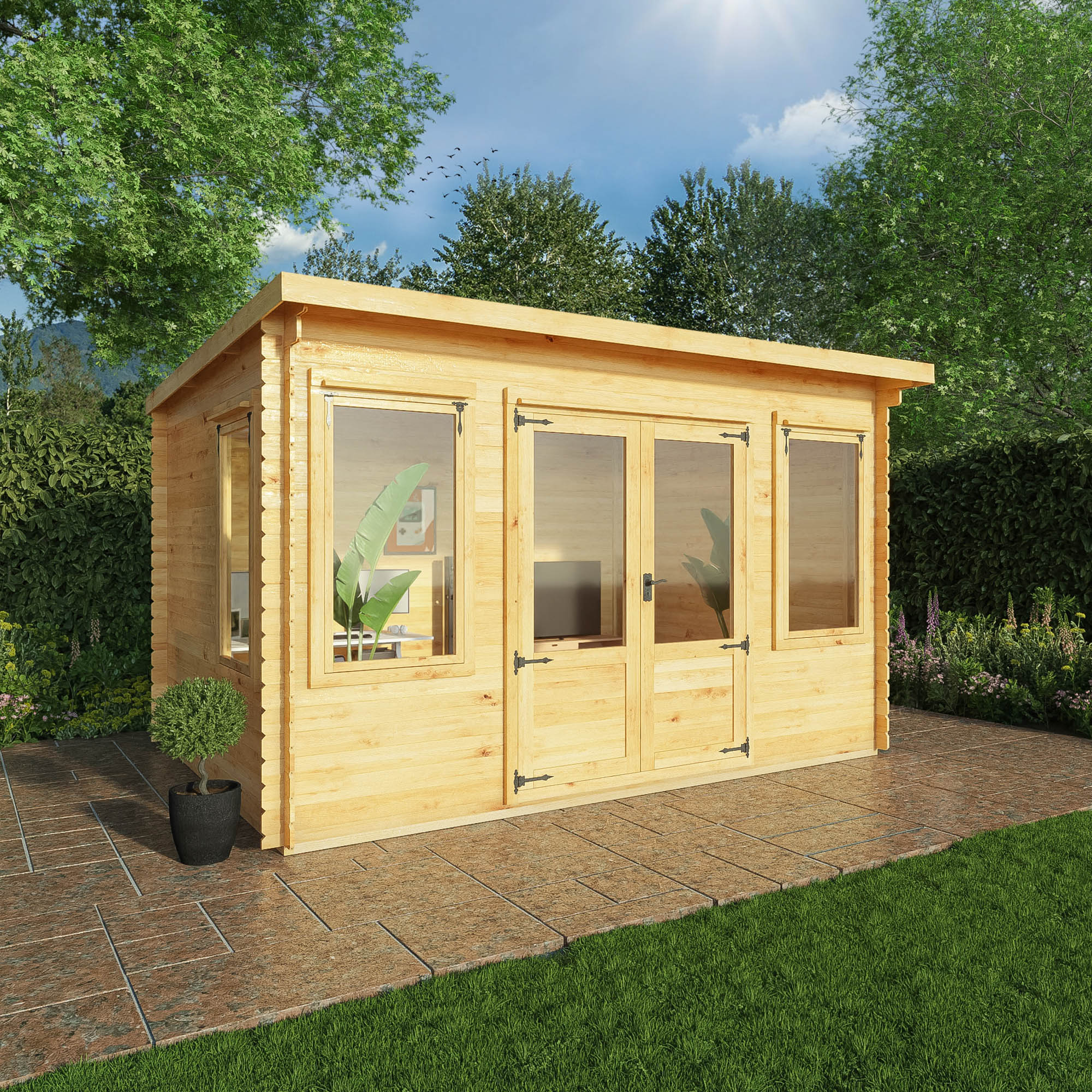 Mercia 19mm Pent Log Cabin - 4 x 3m