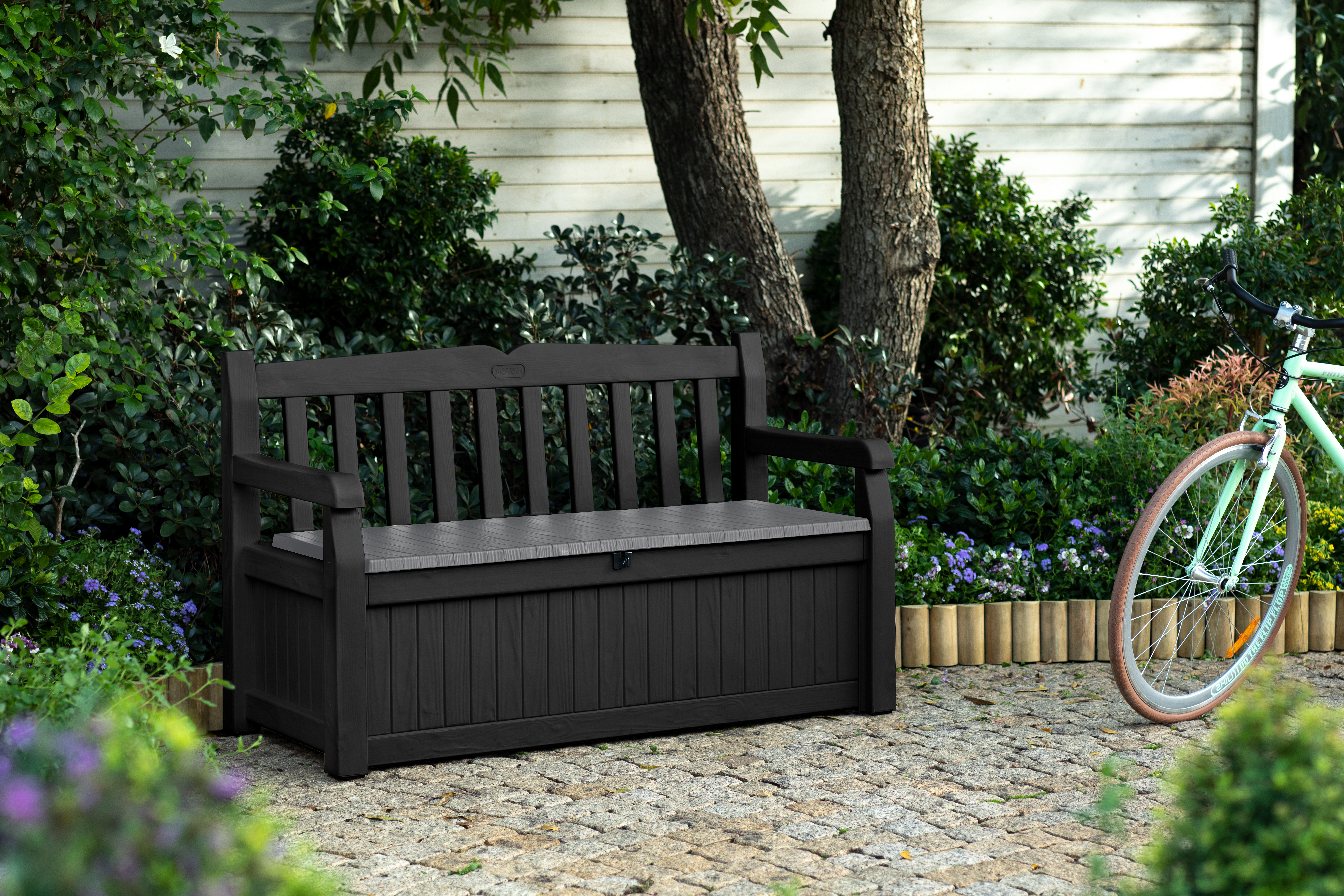 Keter Eden 265L Outdoor Garden Storage Bench - Graphite