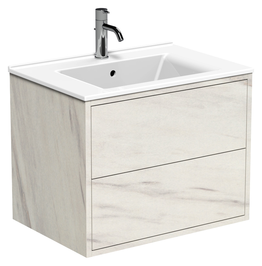 Wickes Tallinn White Marble Push To Open Vanity Unit & Basin - 650 x 550mm