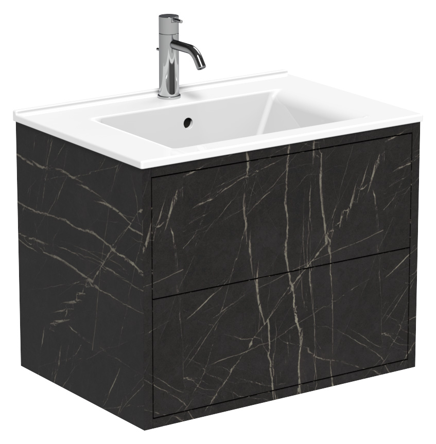 Wickes Tallinn Black Marble Push To Open Vanity