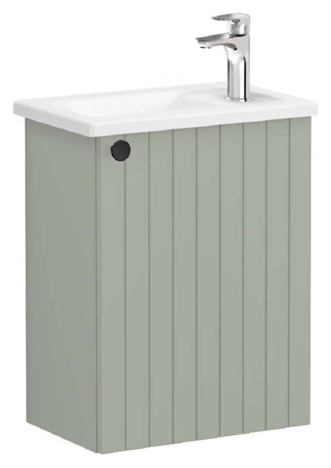 Image of VitrA Root Retro Green Wall Hung Cloakroom Vanity Unit & Basin - 575 x 450mm