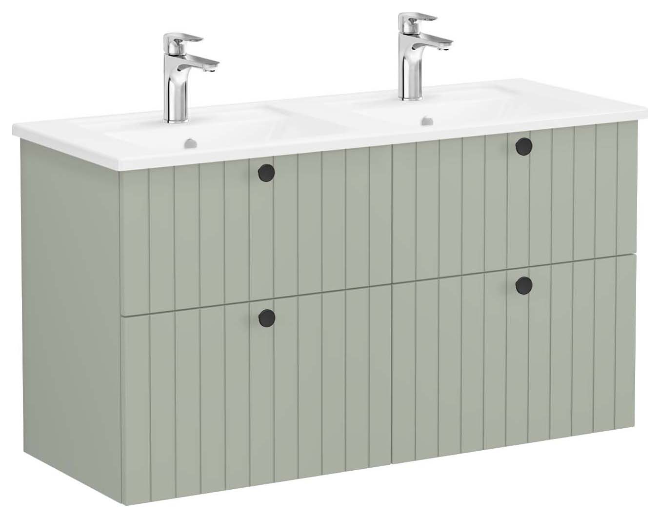 VitrA Avery Retro Green Wall Hung Vanity Unit & Double Basin - 1200 x 670mm