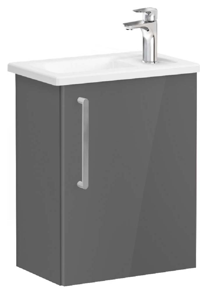 Image of VitrA Root Storm Grey Wall Hung Cloakroom Vanity Unit & Basin - 575 x 450mm