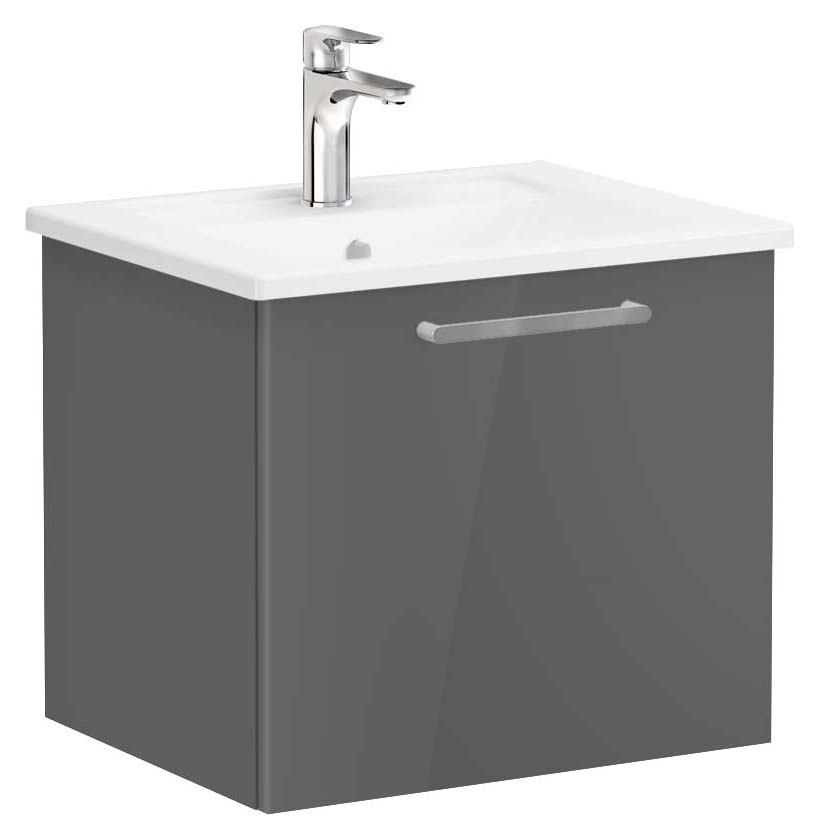 Image of VitrA Root Storm Grey Wall Hung Vanity Unit & Basin - 600 x 415mm