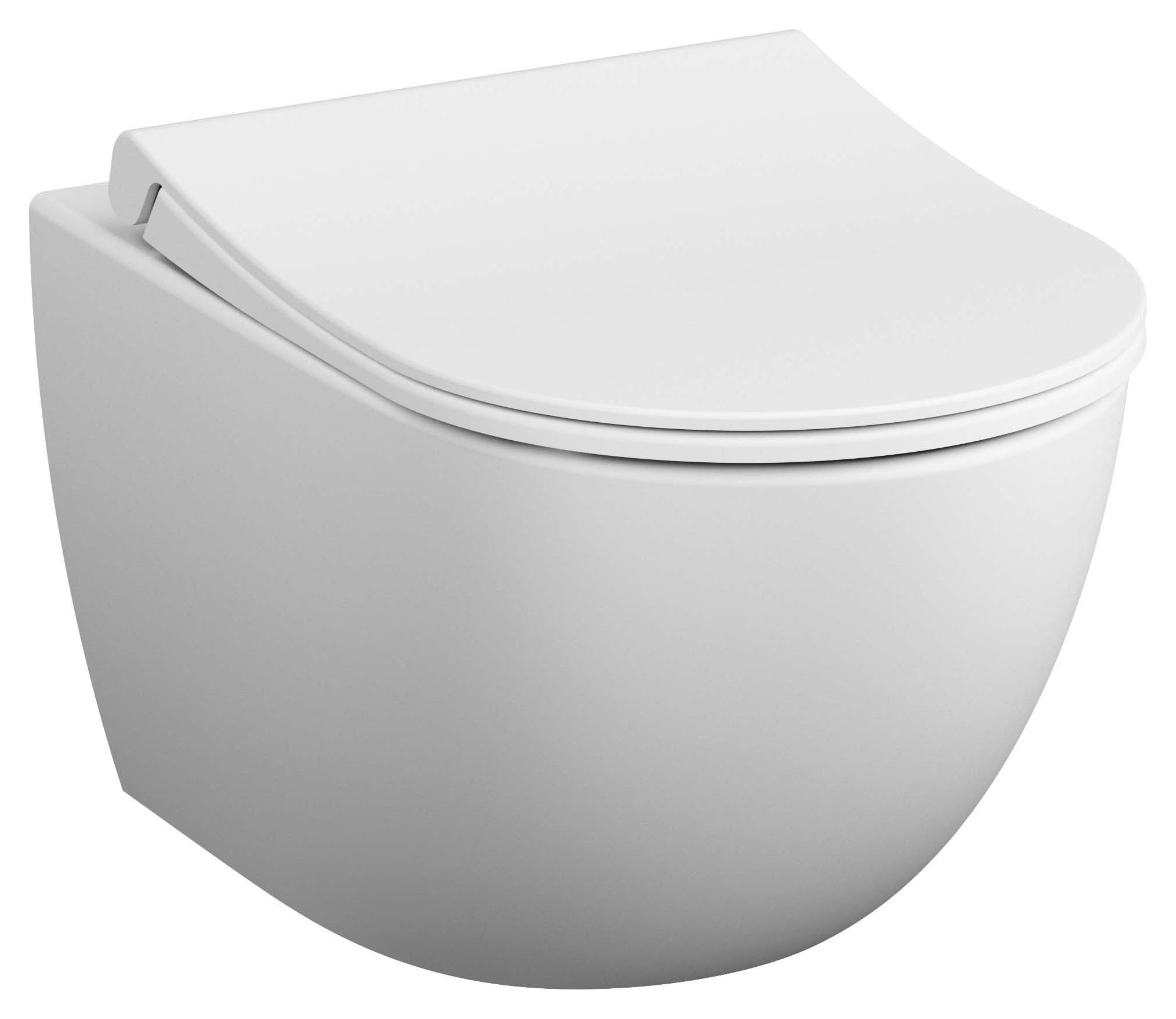 Image of VitrA Sento Easy Clean Wall Hung Toilet Pan & Soft Close Slim Seat - Matt White