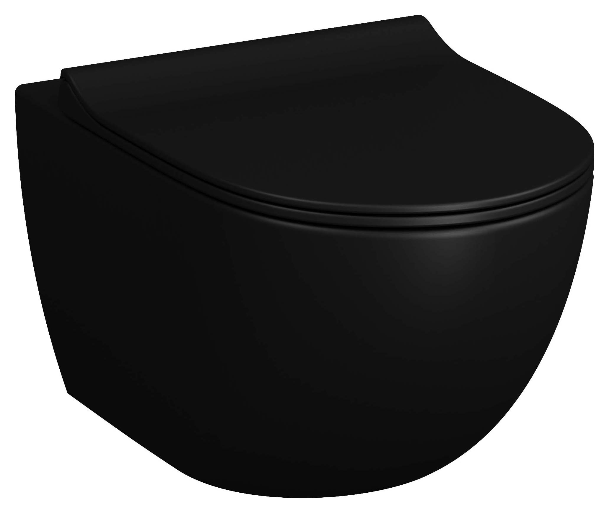 Image of VitrA Sento Easy Clean Wall Hung Toilet Pan & Soft Close Slim Seat - Matt Black