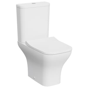 Kerala Square Smooth Flush Open Back Close Coupled Toilet Pan  Cistern & Soft Close Seat