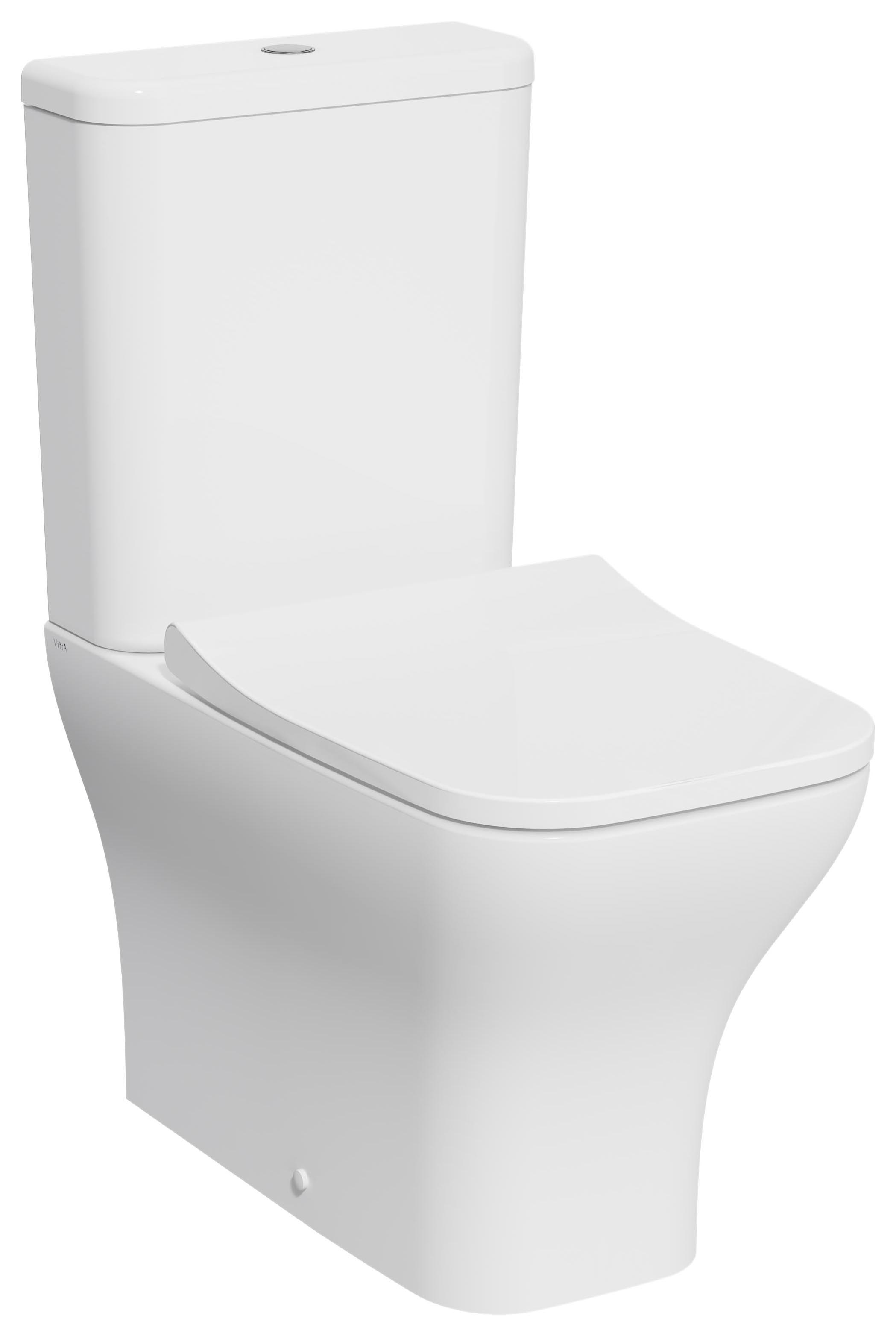 Kerala Square Smooth Flush Fully Shrouded Close Coupled Toilet Pan, Cistern & Soft Close Seat