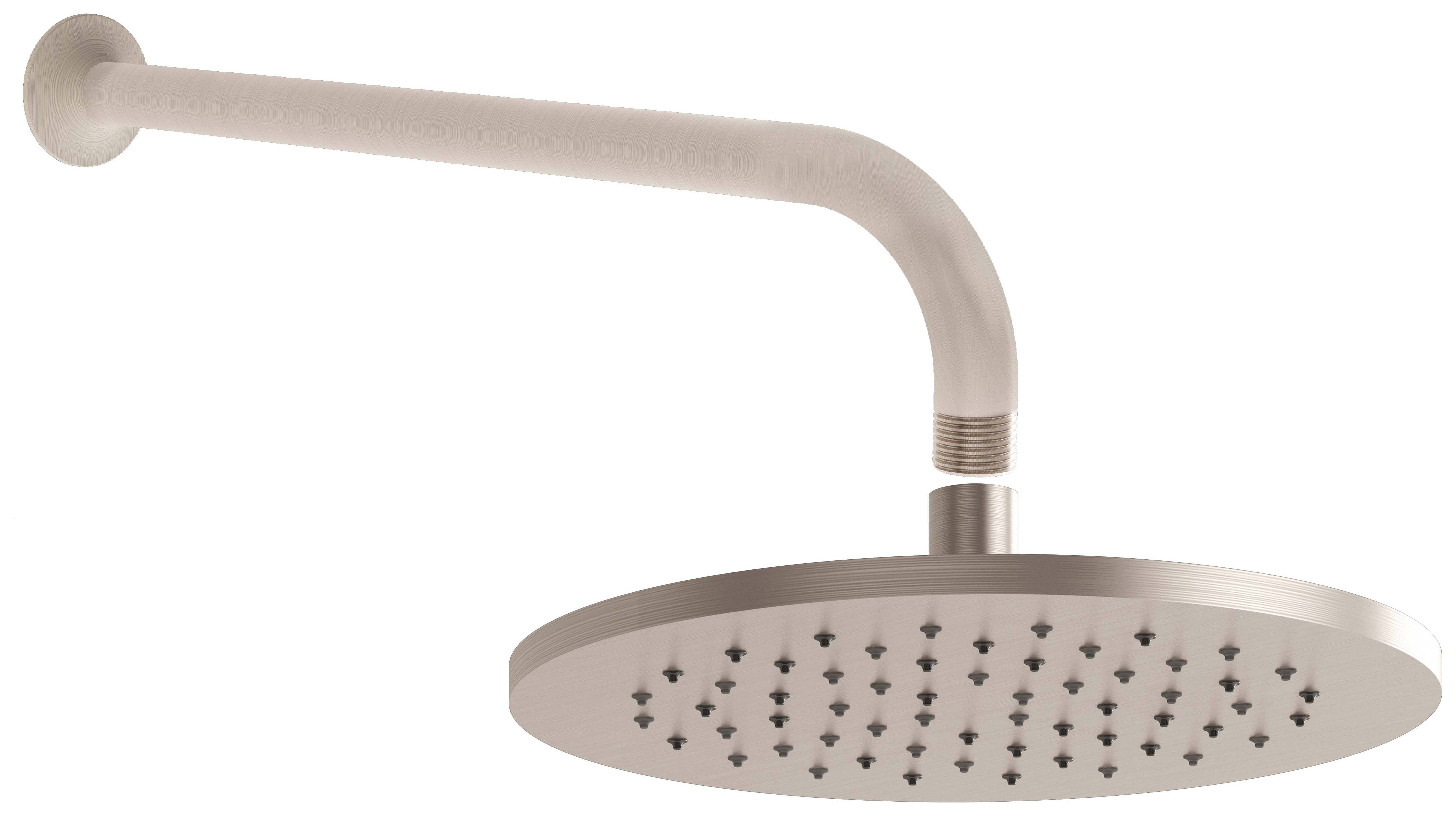 VitrA Origin Round Extra Large Brushed Nickel Shower Head & Arm