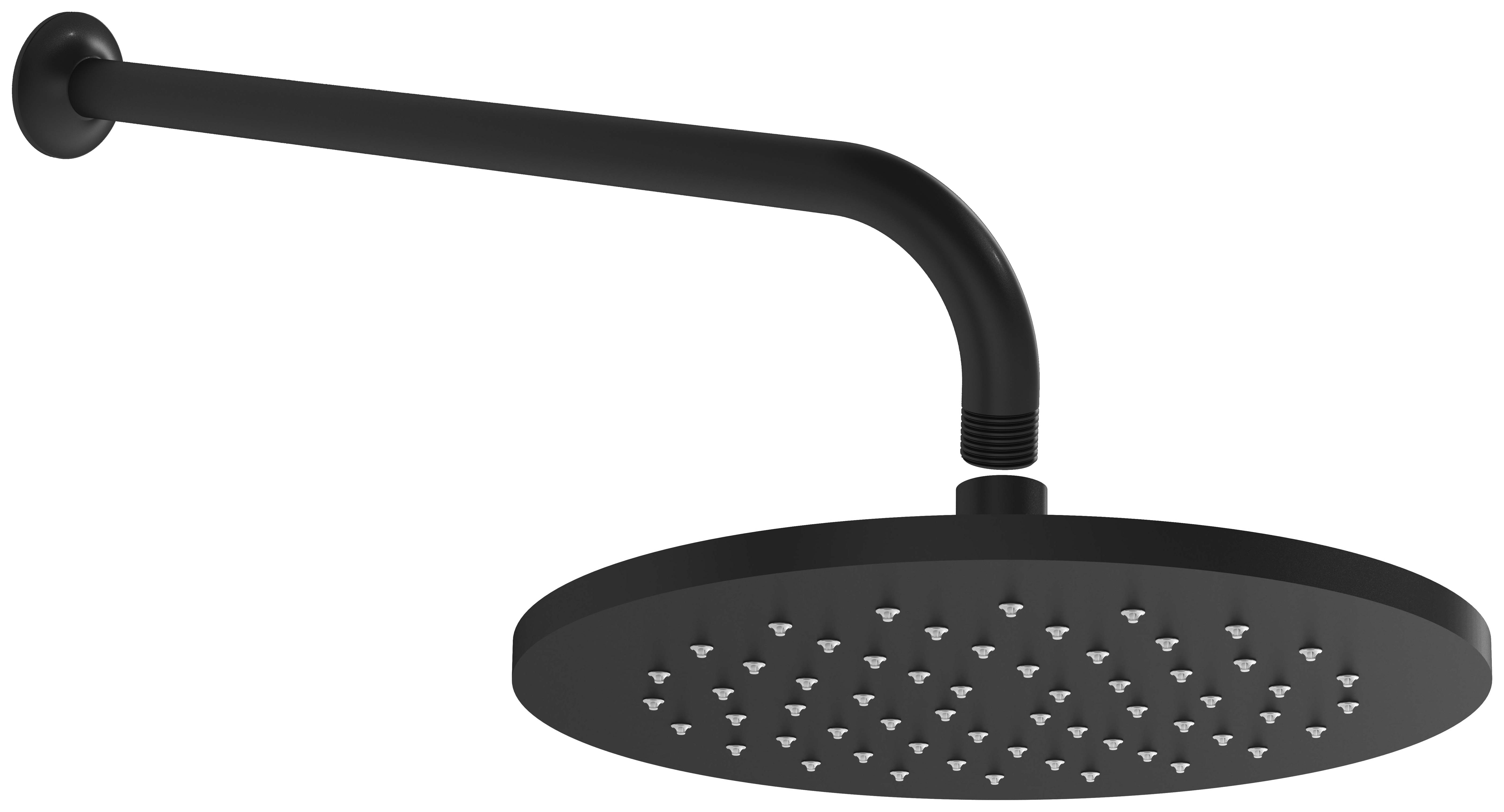 VitrA Origin Round Extra Large Matt Black Shower Head & Arm