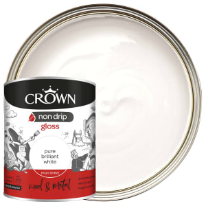 Crown Retail Non Drip Gloss Paint - Brilliant White - 750ml