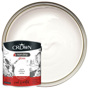 Crown Non Drip Gloss Paint - Brilliant White - 2.5L