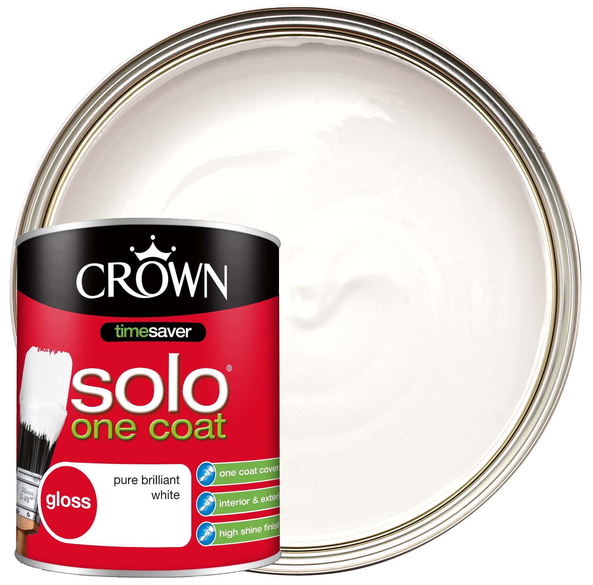 Crown Retail Solo Gloss Paint - Brilliant White - 750ml