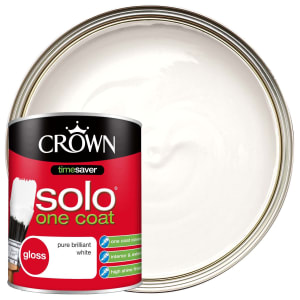 Image of Crown Retail Solo Gloss Paint - Brilliant White - 750ml
