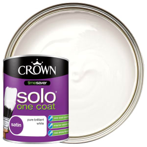 Crown Retail Solo Satin Paint - Brilliant White - 750ml
