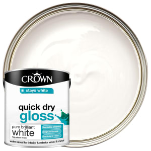 Crown Quick Dry Gloss Paint - Brilliant White - 2.5L